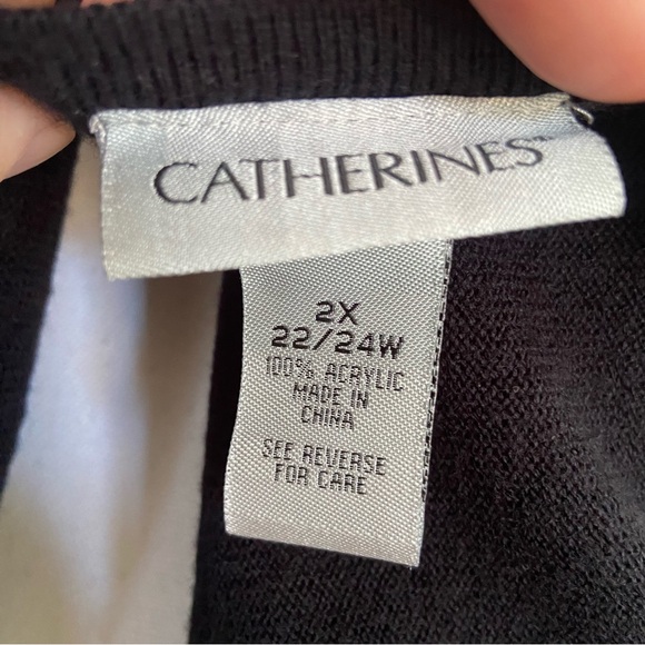 Catherines Black Silver Cardigan Sweater Set Fur Collar 2X NWT Fancy Festive - Picture 9 of 10